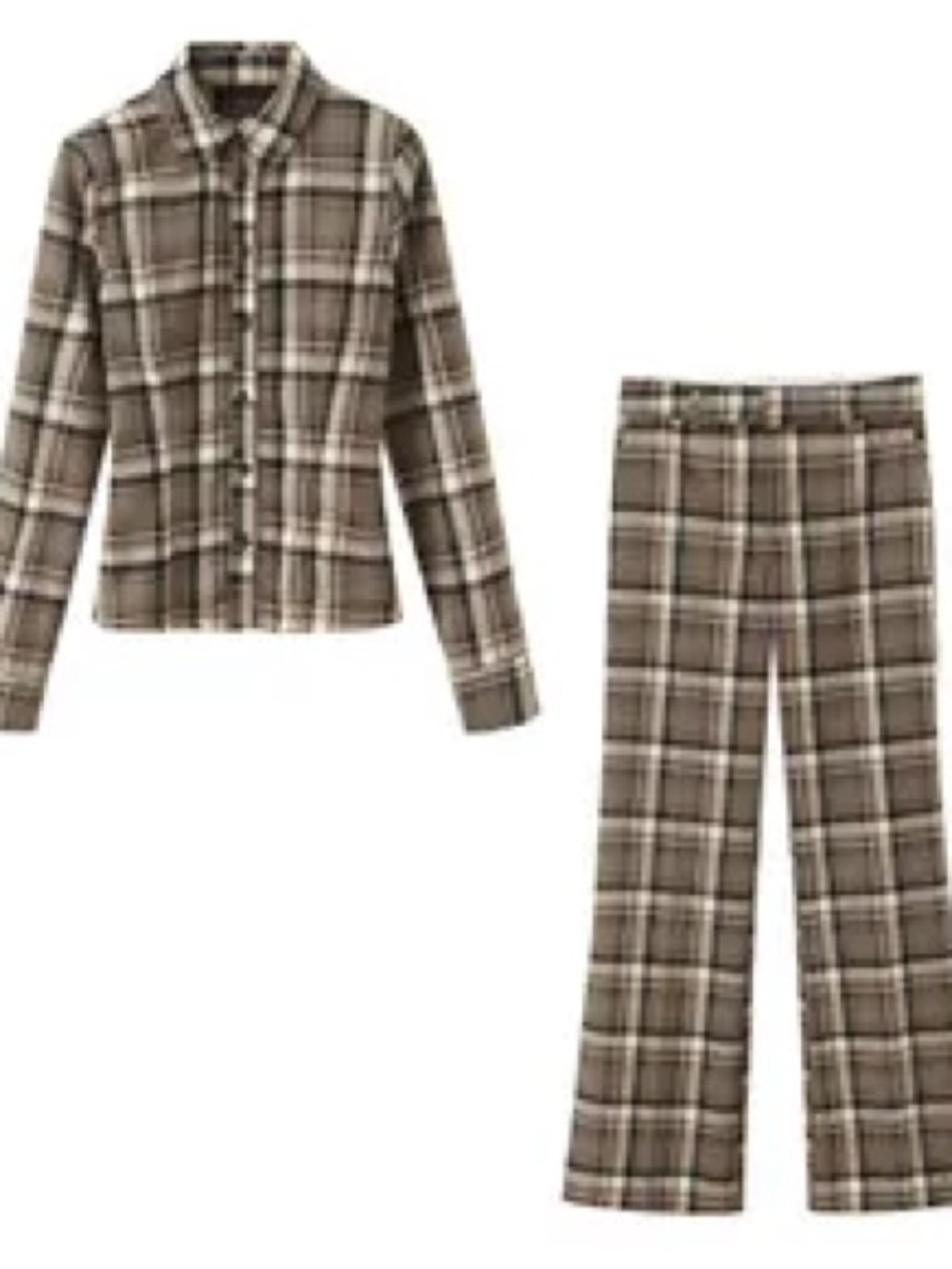 Zara plaid down shirt and pants set Sz XS